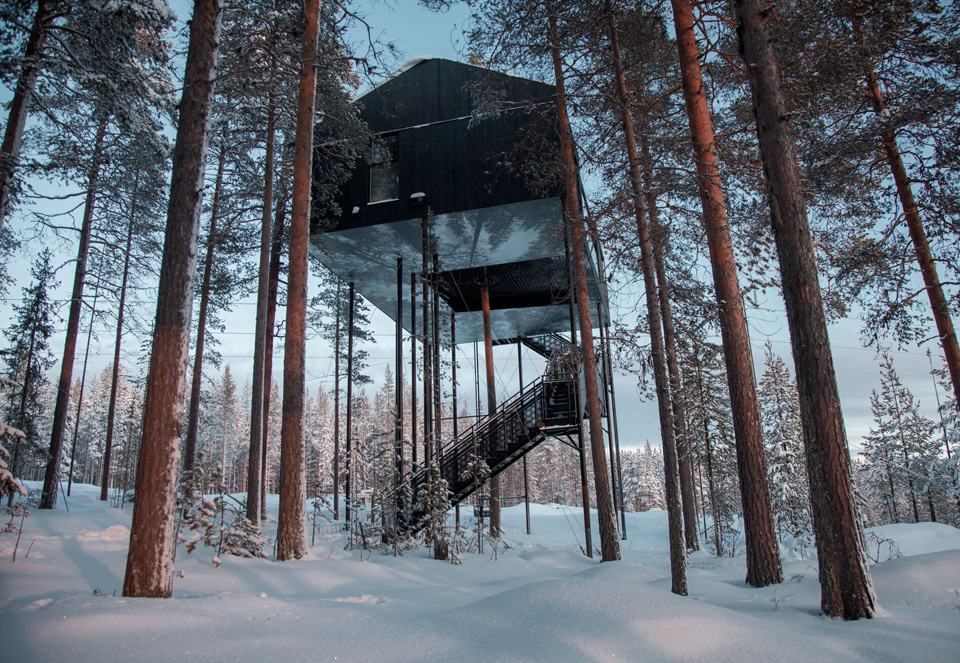 tree room in the trees at tree hotel Sweden