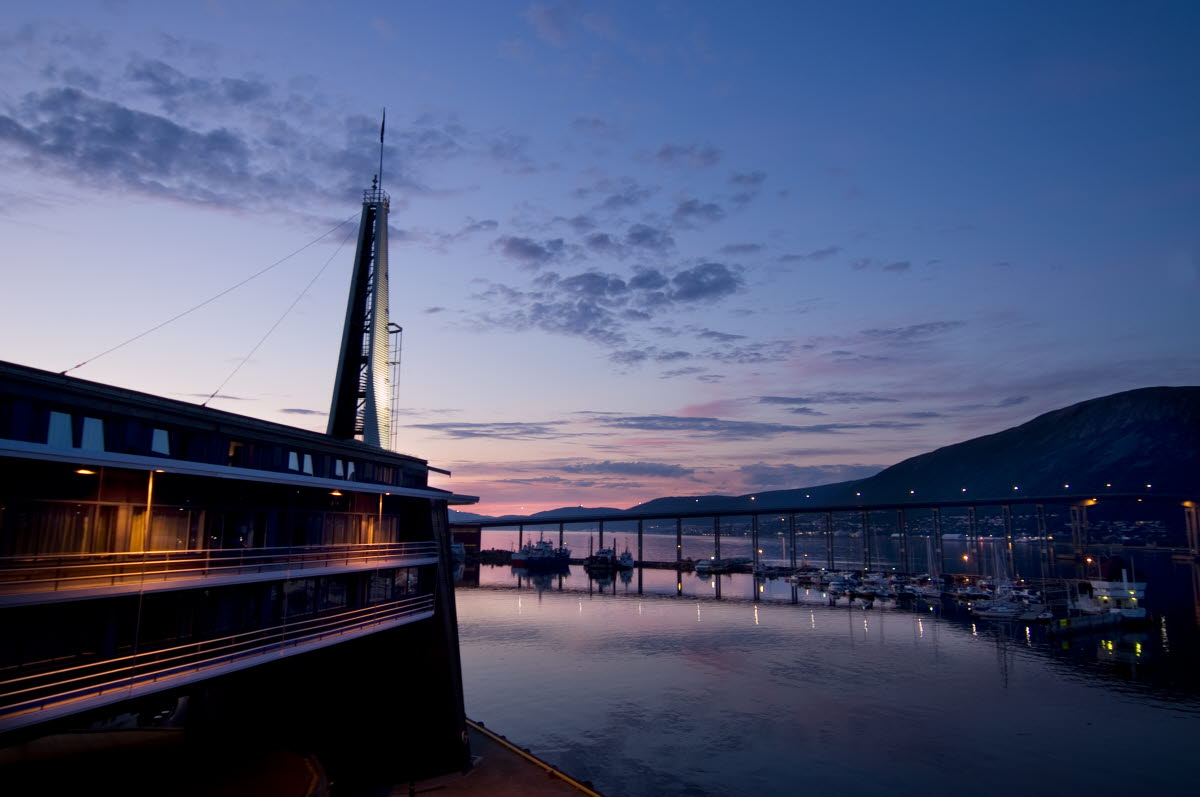 view of the harbour at sunset