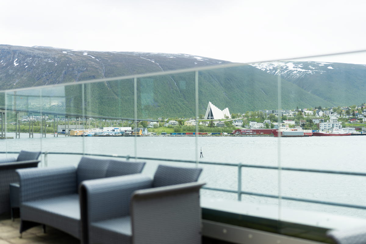 view of the harbour and mountains in norway