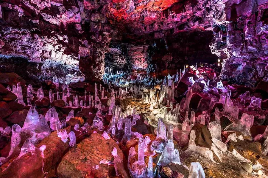 ice crystals in lava cave