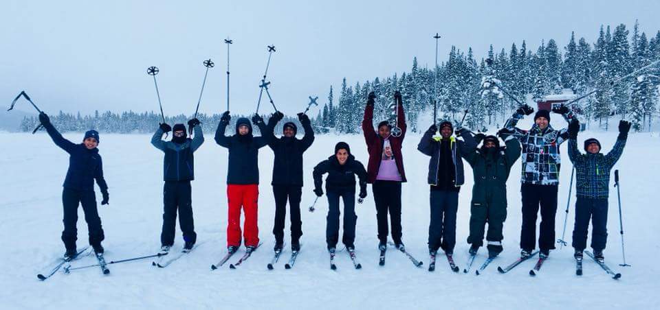 group of people skiing