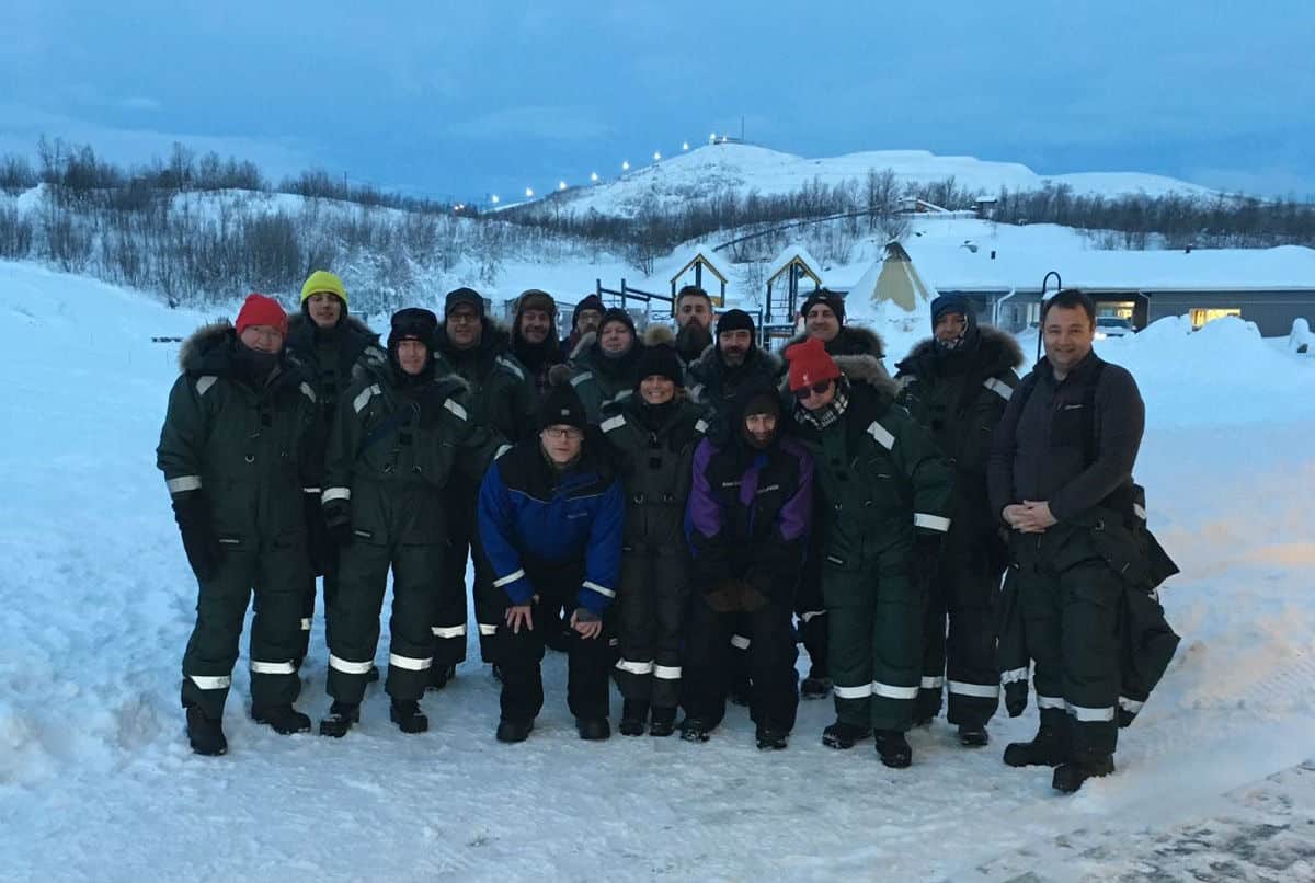 group of people in the snow