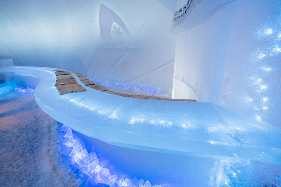 ice bar at icehotel igloos