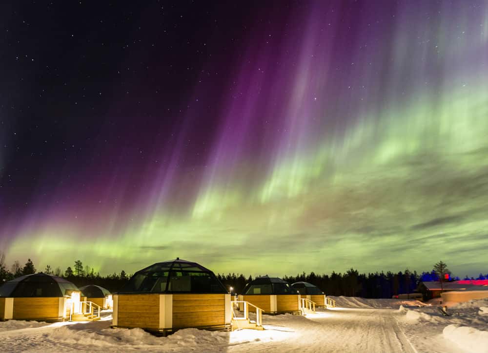 Northern Lights over the glass igloos