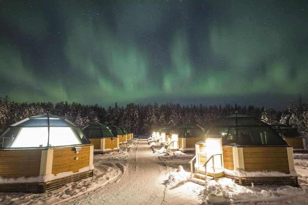 Glass Igloos at night
