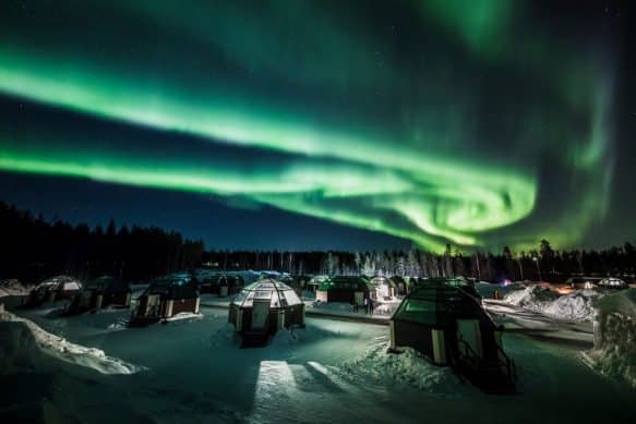 Northern Lights over the glass igloos