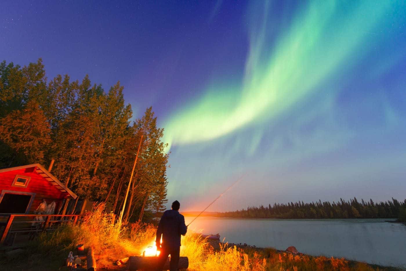 Northern lights in Autumn at Ice Hotel Sweden
