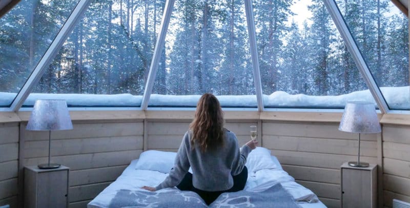 Cosy Aurora Cabin accommofdation at the Northern Lights Village