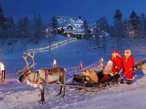 reindeer sleigh with santa
