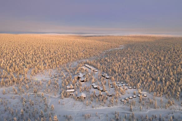 aerial view of muotka wilderness hotel
