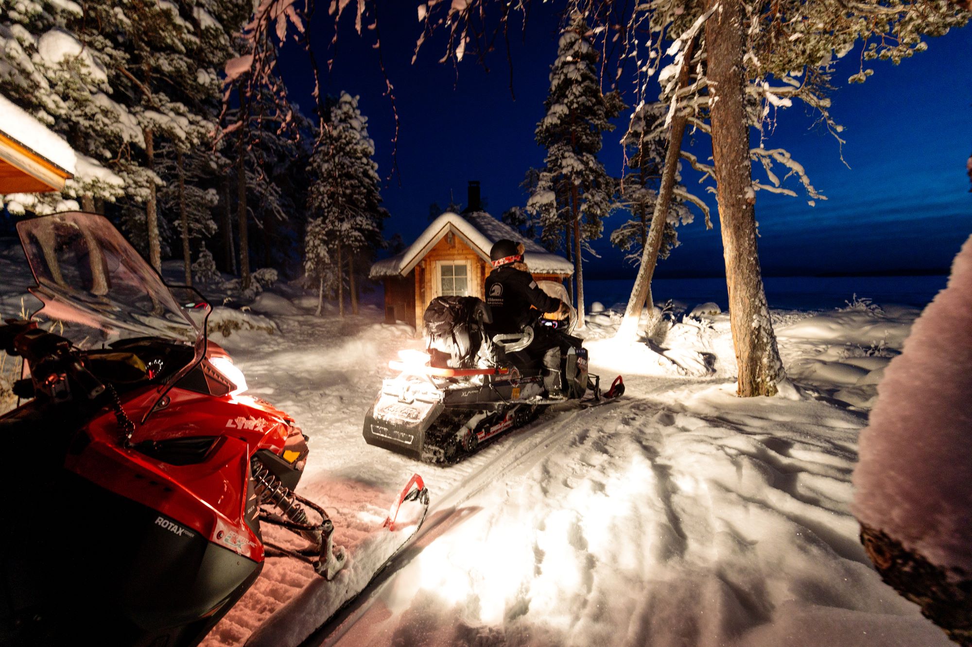 snowmobiling at night