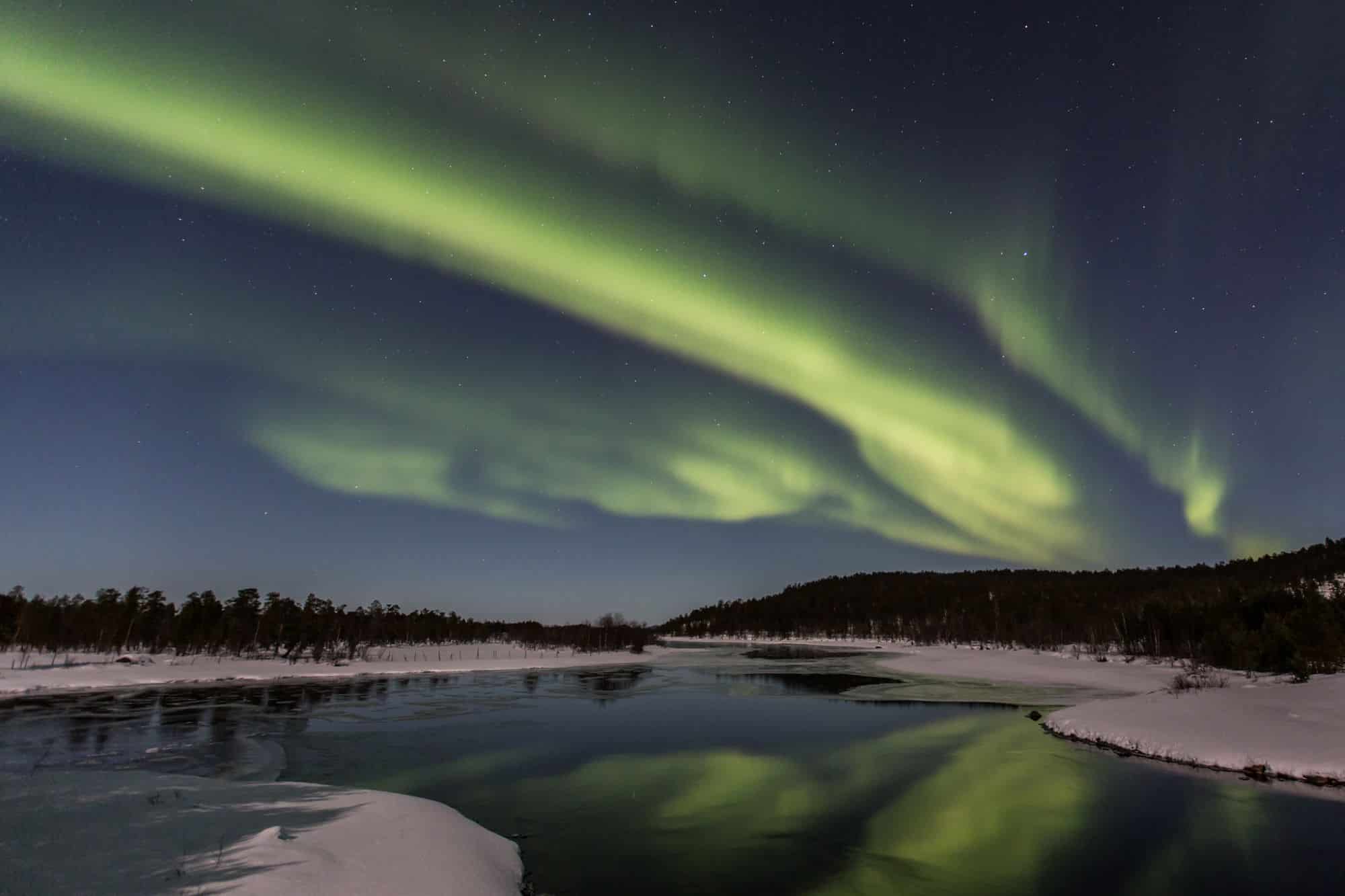 northern lights over the lake