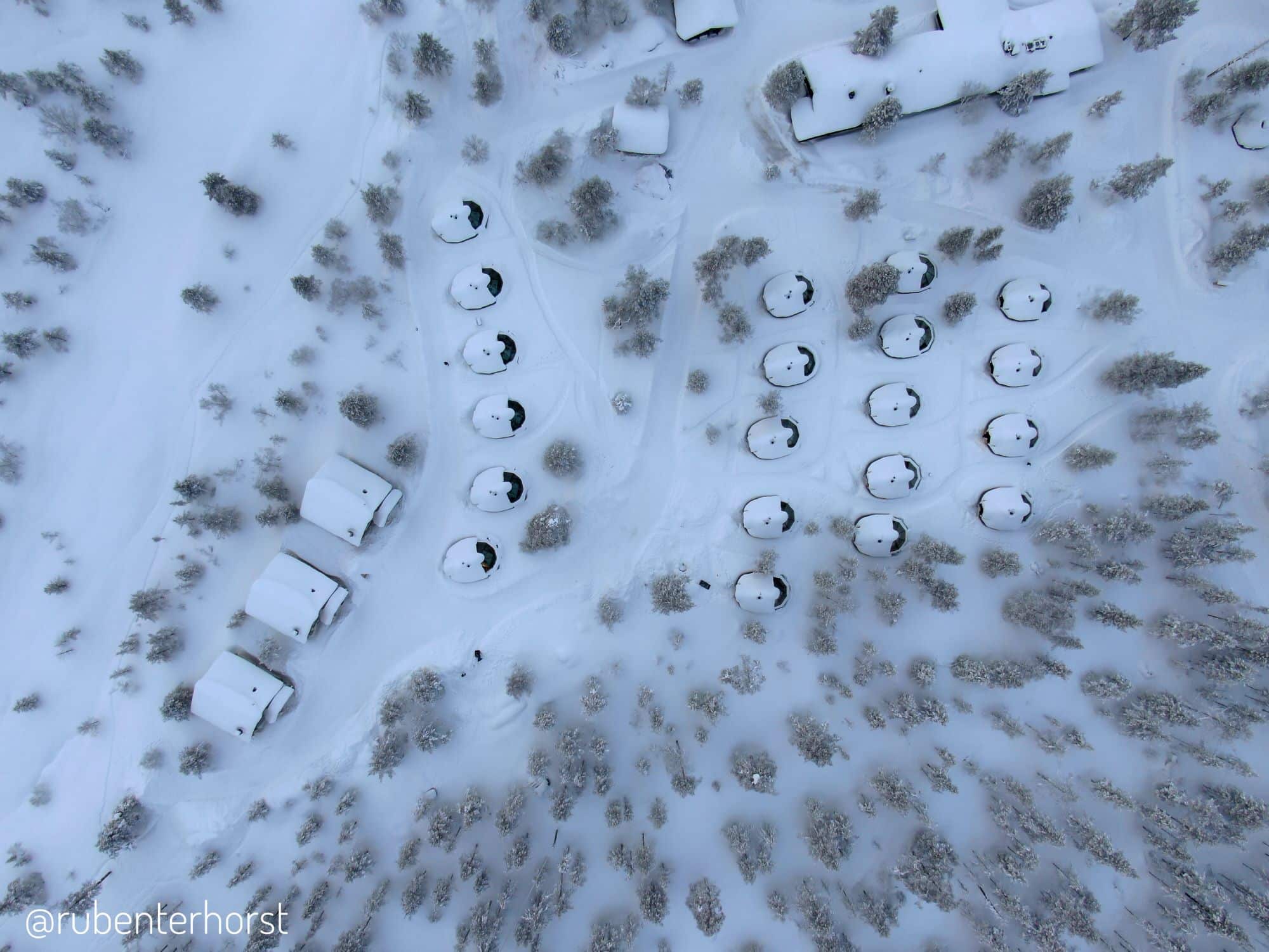 aerial view of aurora cabins