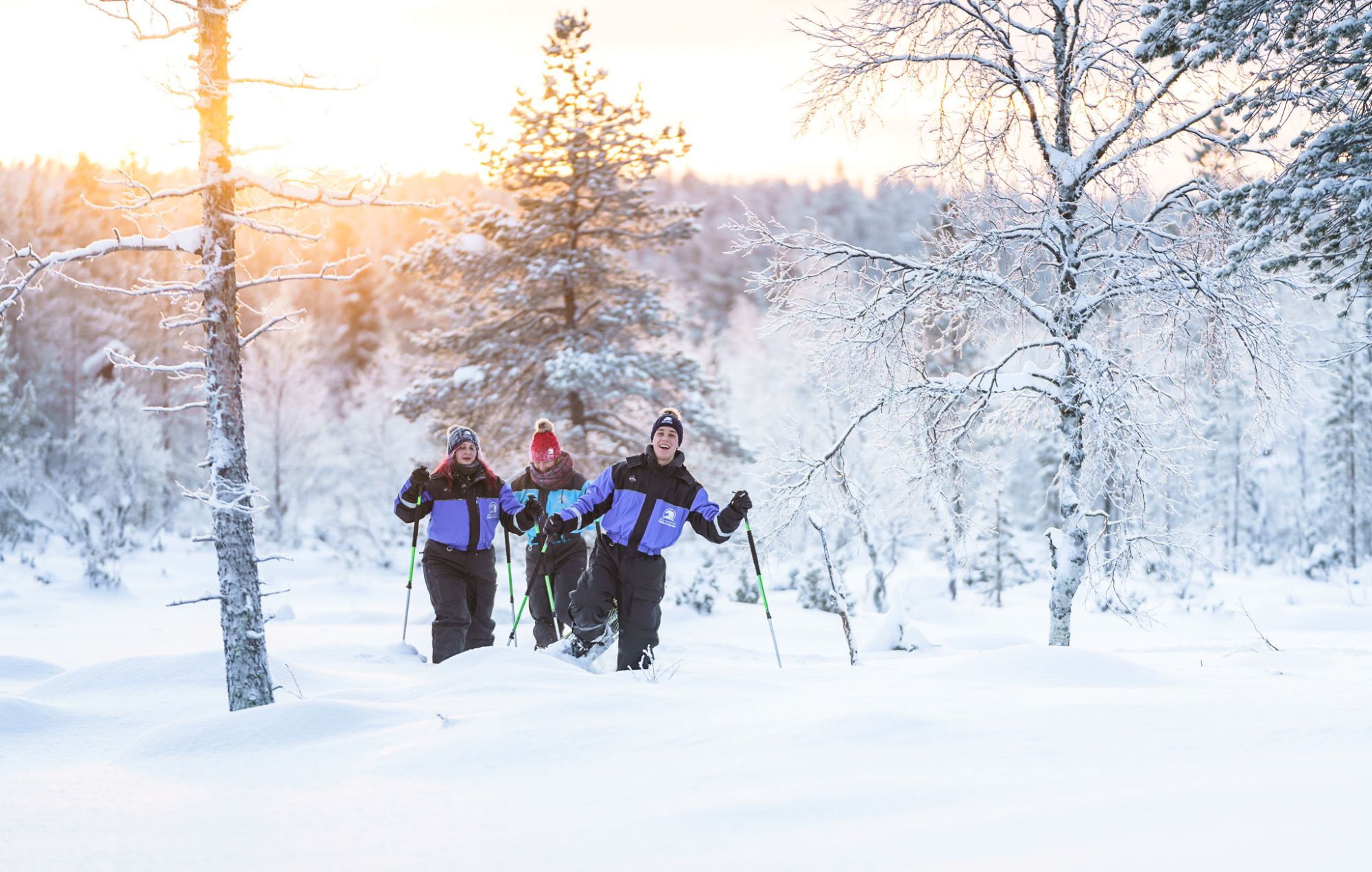 snowshoeing in the forest