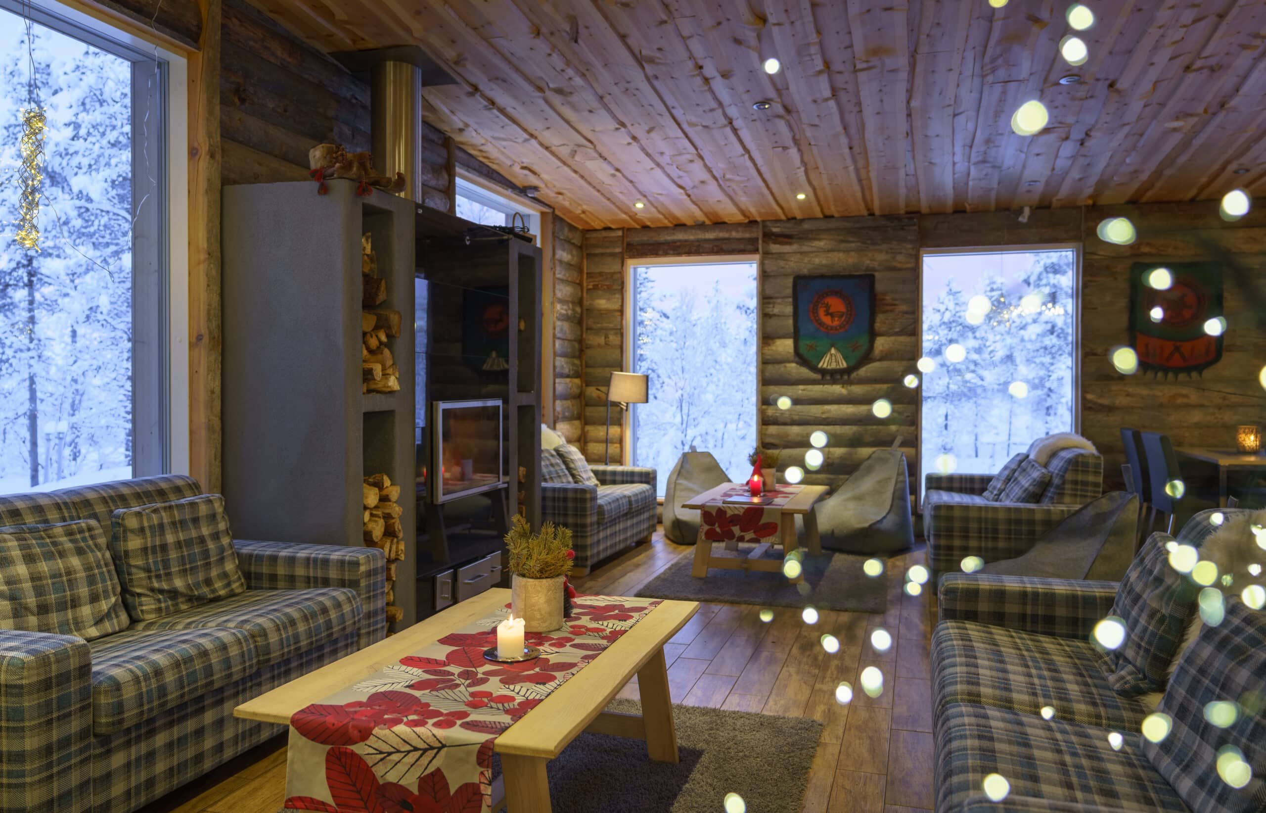 lounge area with cosy fireplace