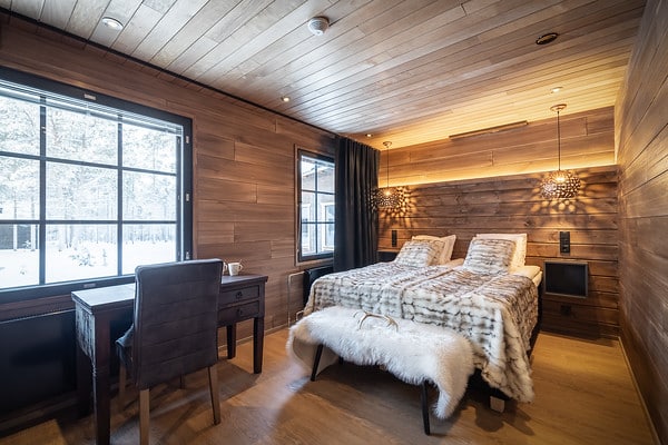 double bed in a cabin