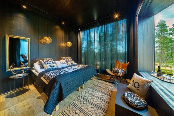 double bed with view out of the window