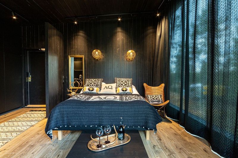 view of double bed inside cabin