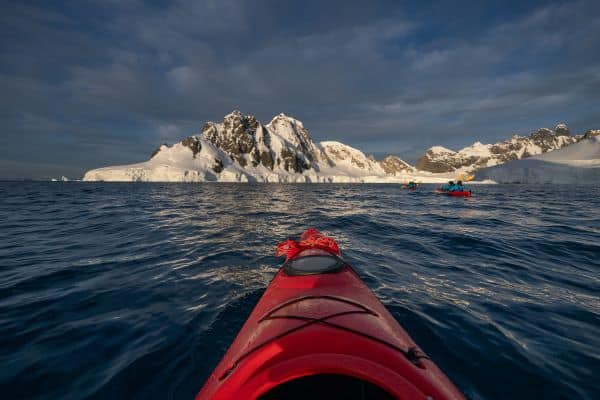view from kayak in antarctica