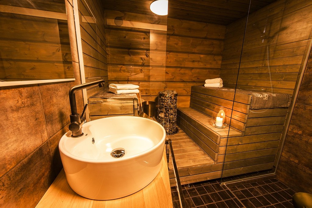 sauna at arctic tree house hotel