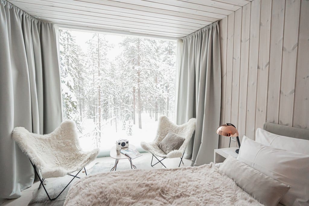 suite with view outside in arctic tree house hotel