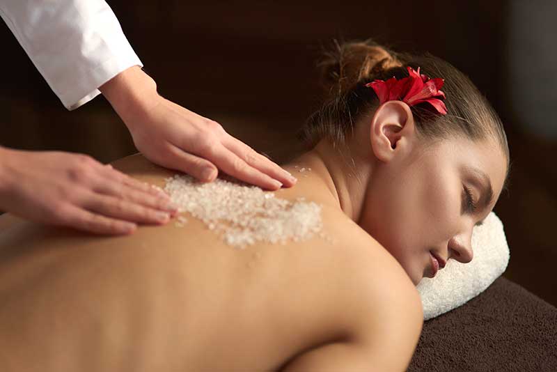 woman getting back massage