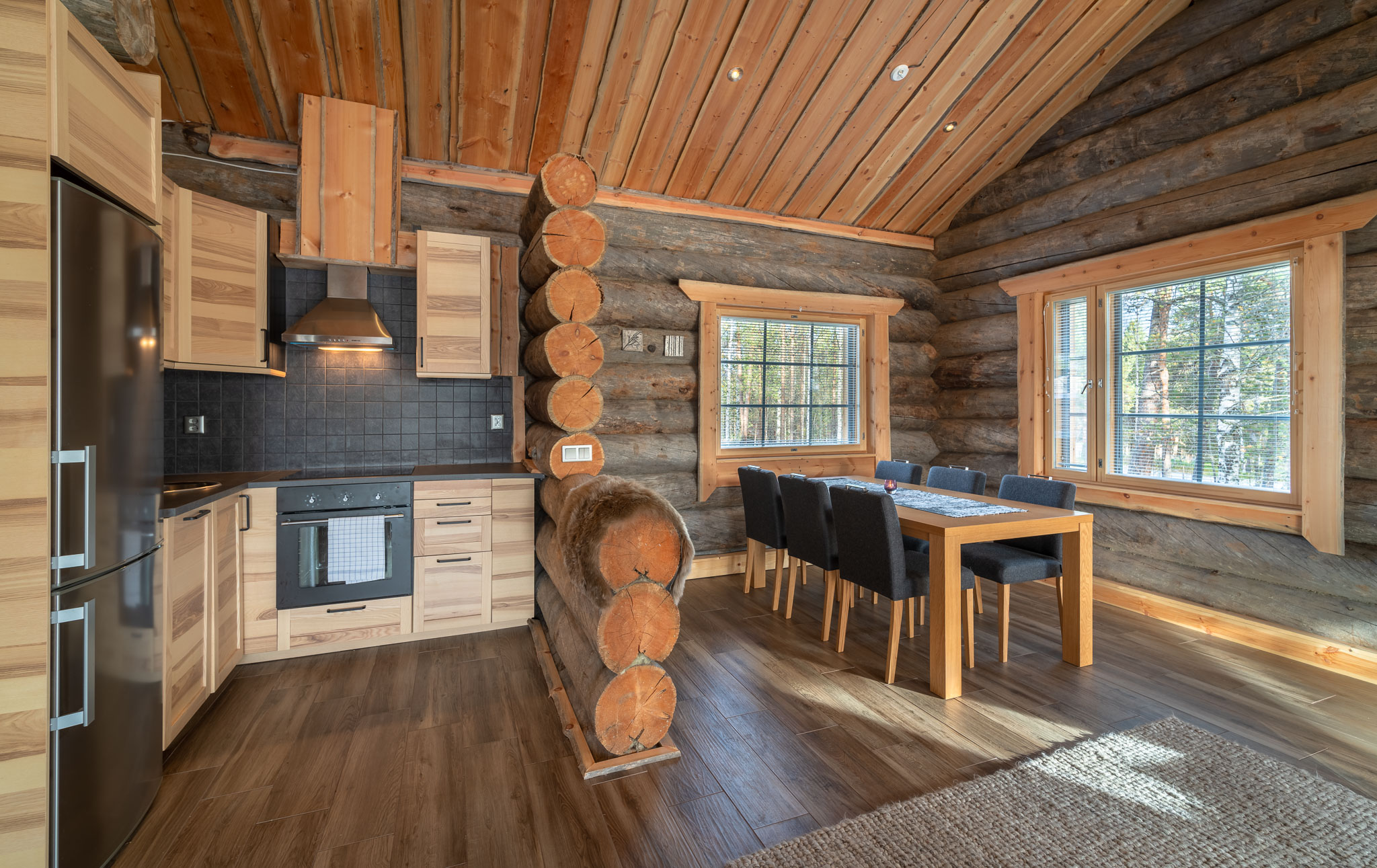 kasari cabin kitchen living room area