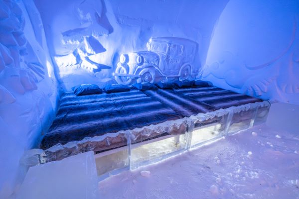large bed in the snow room