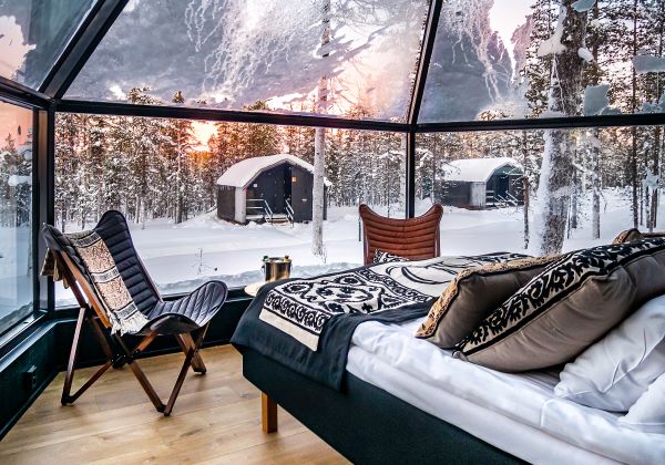inside igloo with snow view