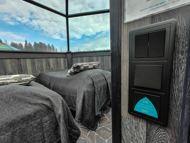 inside view or igloo at arctic snow hotel