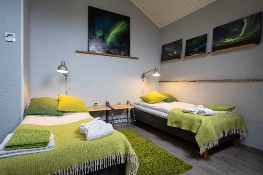 Aurora room Lapland Guesthouse beds