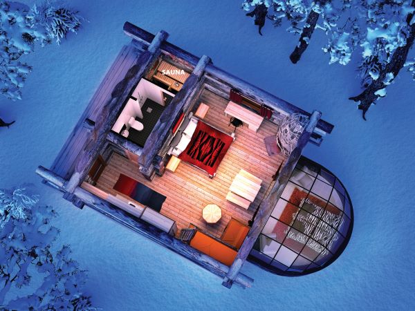 animated aerial view of kelo glass igloo layout