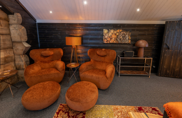 Lapland Guesthouse autumn cabin seating area