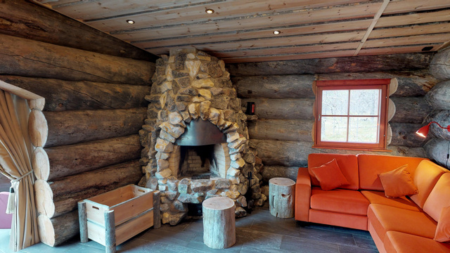 cabin with fireplace