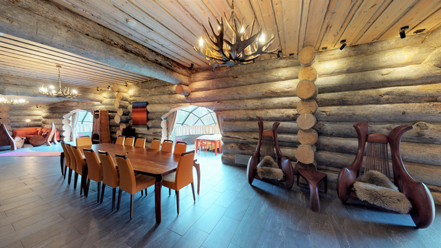 dining/living area inside large cabin