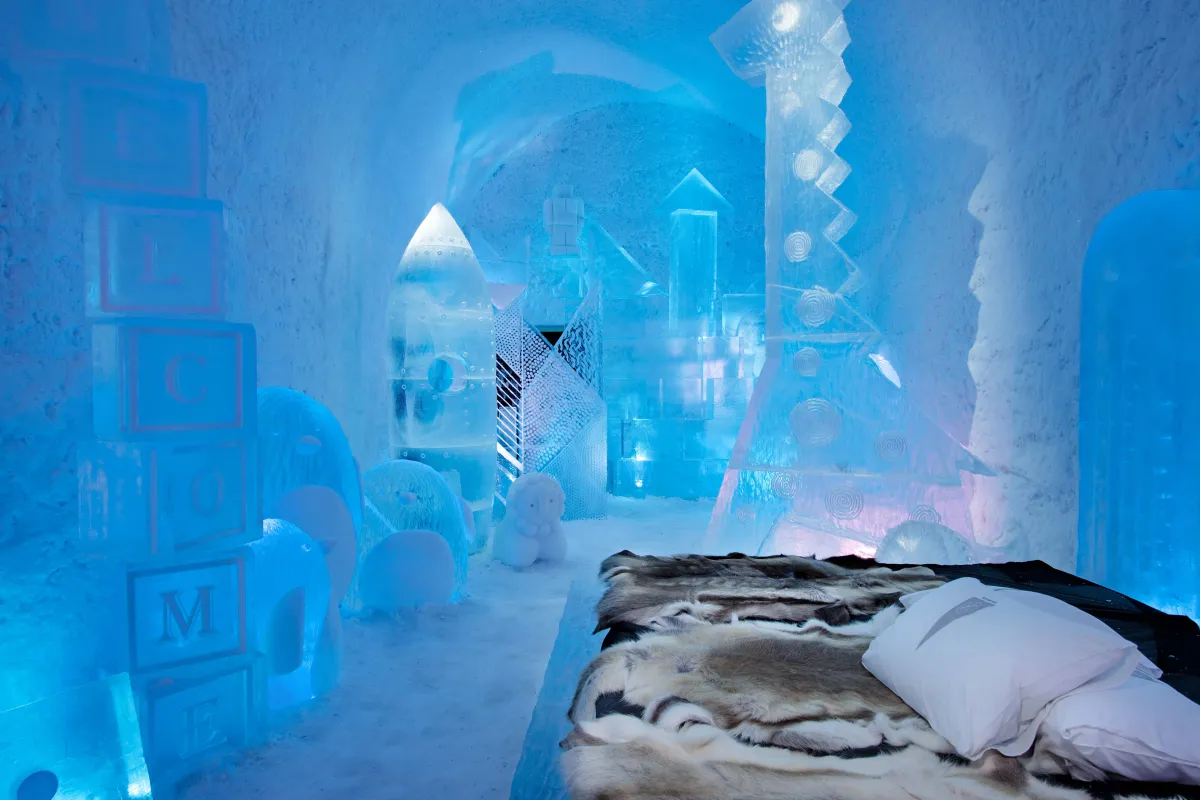 bedroom made of ice