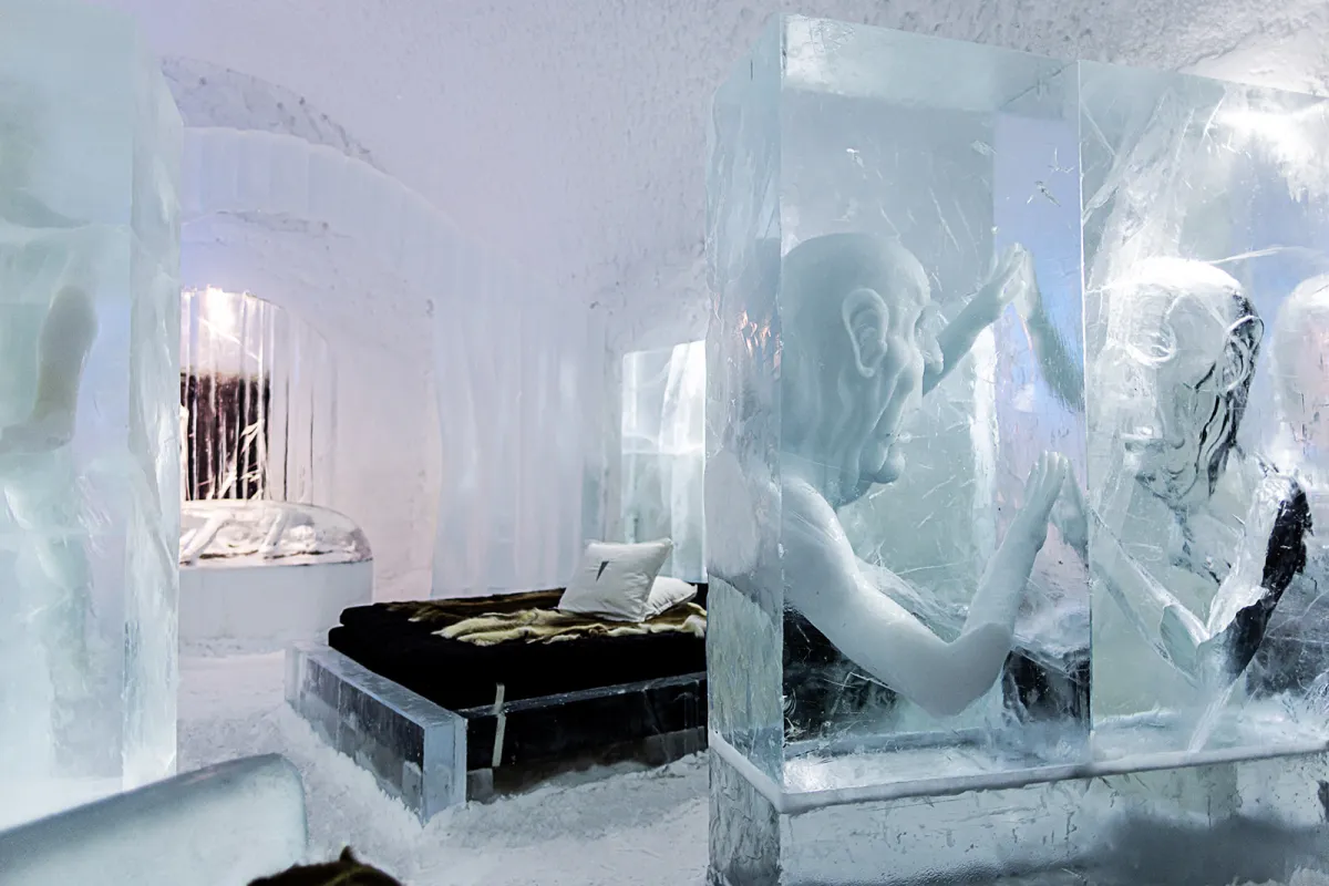 ice carving in double ice room