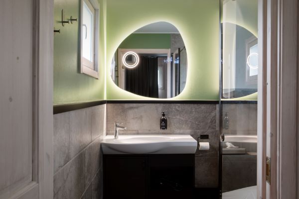 bathroom with light up mirror