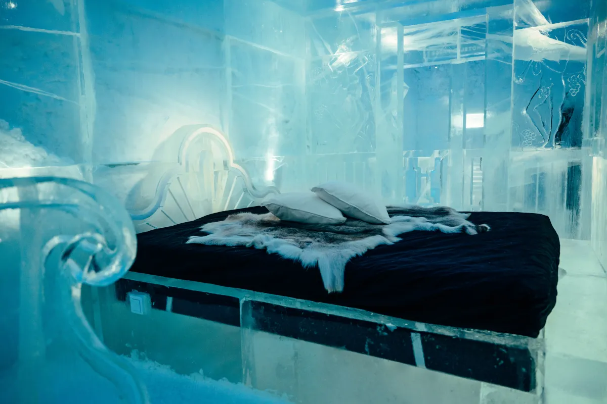 double bed made from ice