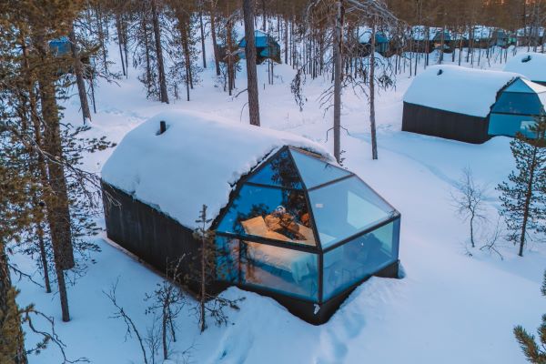 aerial view of glass igloo