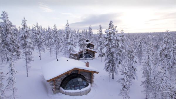 kakslauttanen kelo glass igloo aerial view