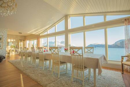 dining room with sea view