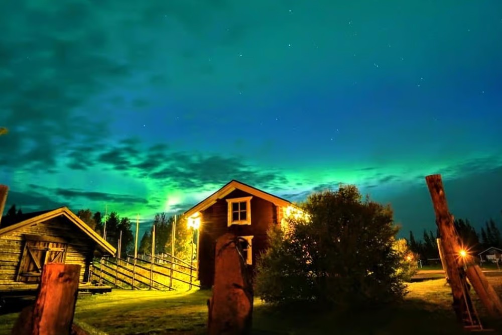 northern lights in the cloudy sky