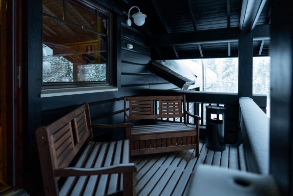outside seating area at northern lights village ivalo
