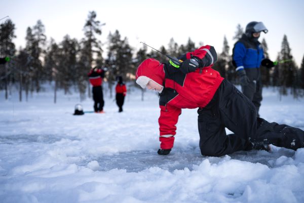 child ice fishing